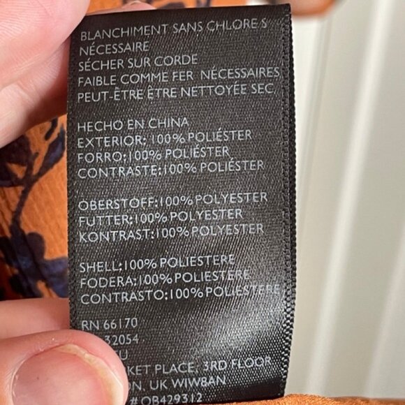 KIMCHI BLUE | Rust Orange Long Sleeve Floral Above the Knee Shift Dress | Size S - Picture 12 of 14